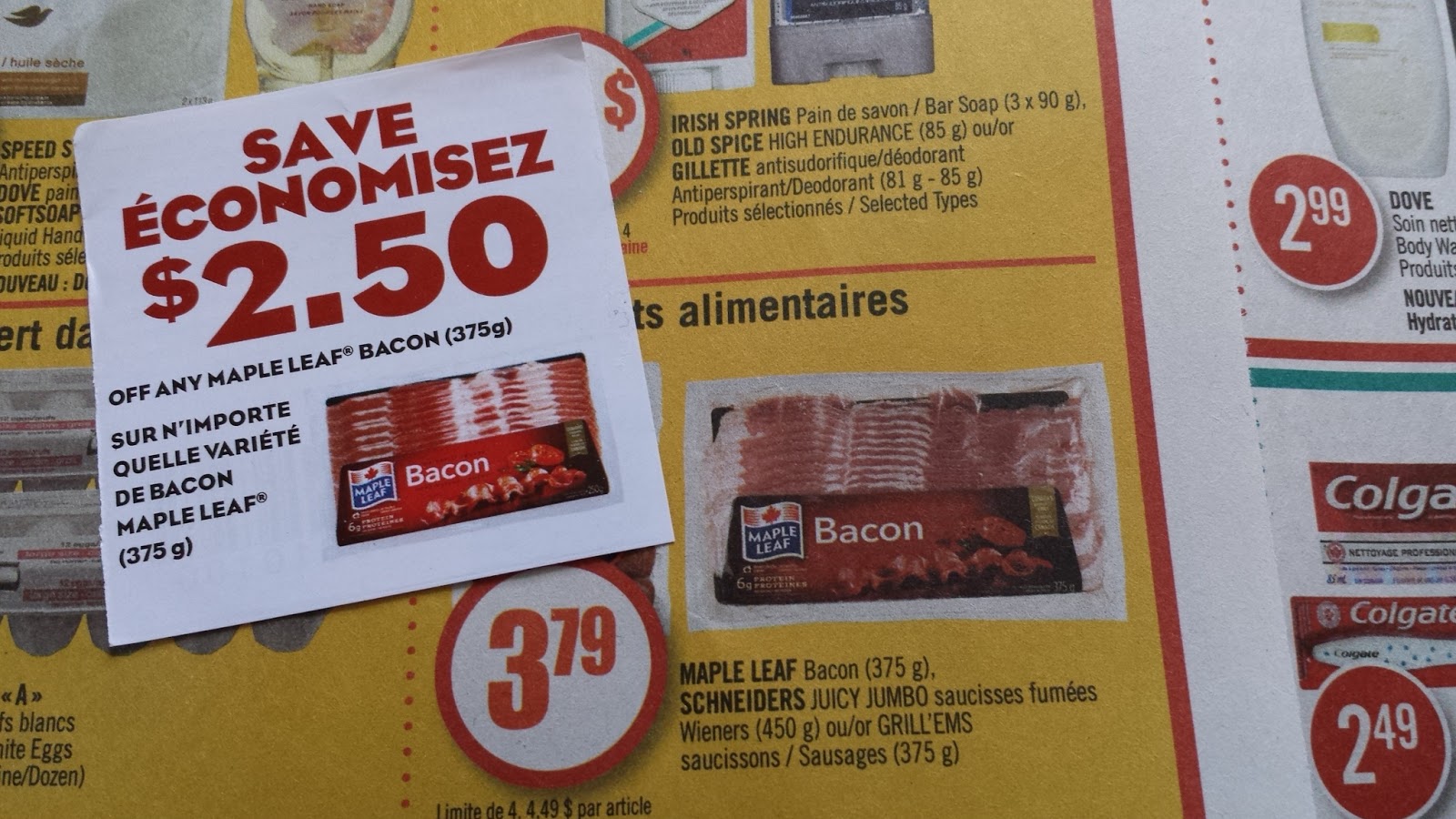 Coupons et Circulaires ** 1,29 Bacon MAPLE LEAF