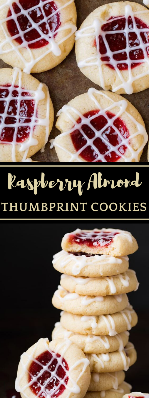 Raspberry Almond Shortbread Thumbprint Cookies #desserts #almond #raspberry #cakes #cookies