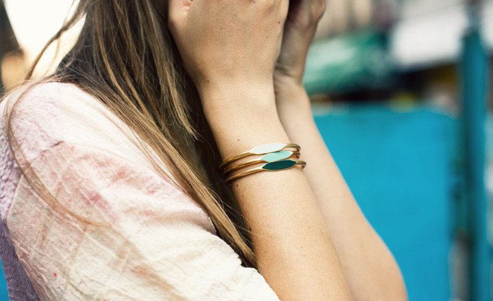 green trio bracelets