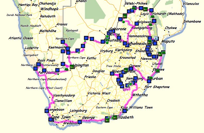 SA Grensposte - SA Ports of Entry: Afrikaans - beplande roete na al die ...