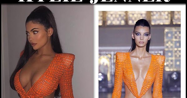 Kylie Jenner accentuates her bombshell curves in orange leather mini dress