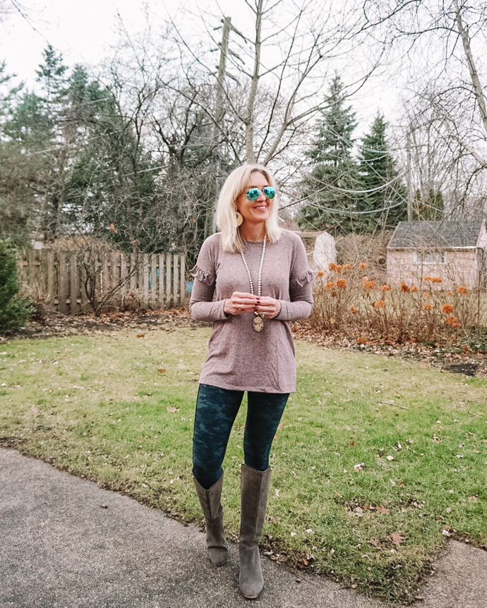 outfit with camo leggings