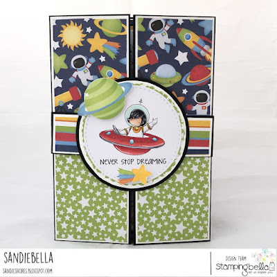 www..stampingbella.com Rubber stamp used TINY TOWNIE ASTRONAUTS card by SAndie Dunne