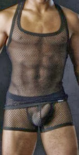 Black Large Mesh Transparent Sexy Men's Underwear Men's Vest Performance Wear