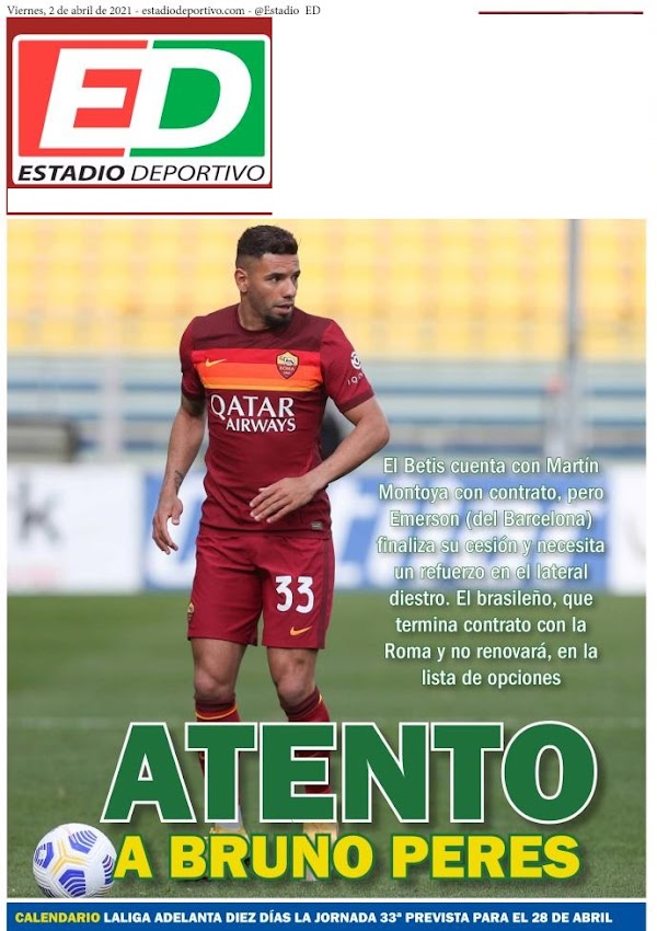 Betis, Estadio Deportivo: "Atento a Bruno Peres"