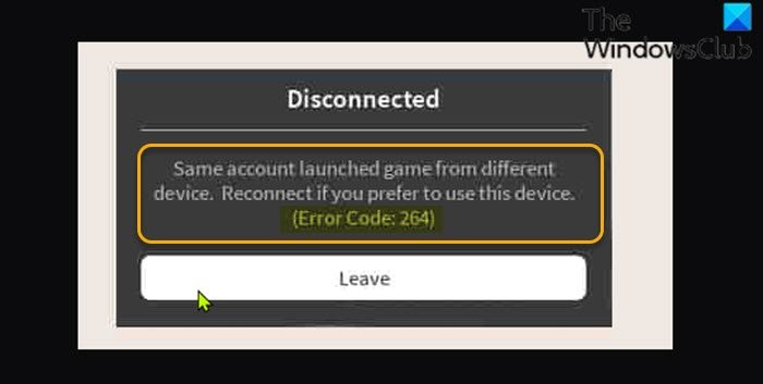 Código de error de Roblox 264