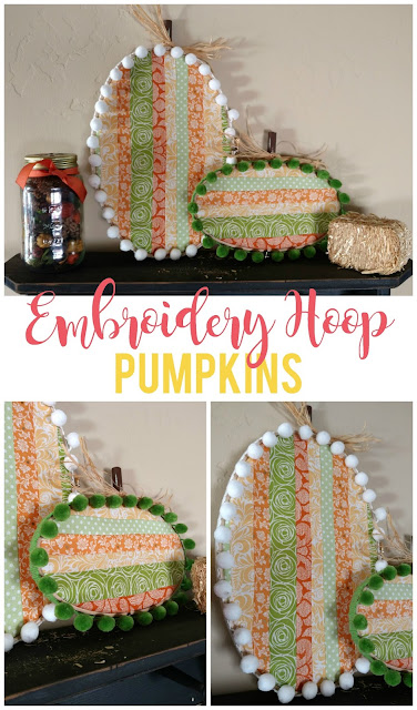 Embroidery hoop pumpkins made with oval hoops make for a fun and unique piece of fall decor!