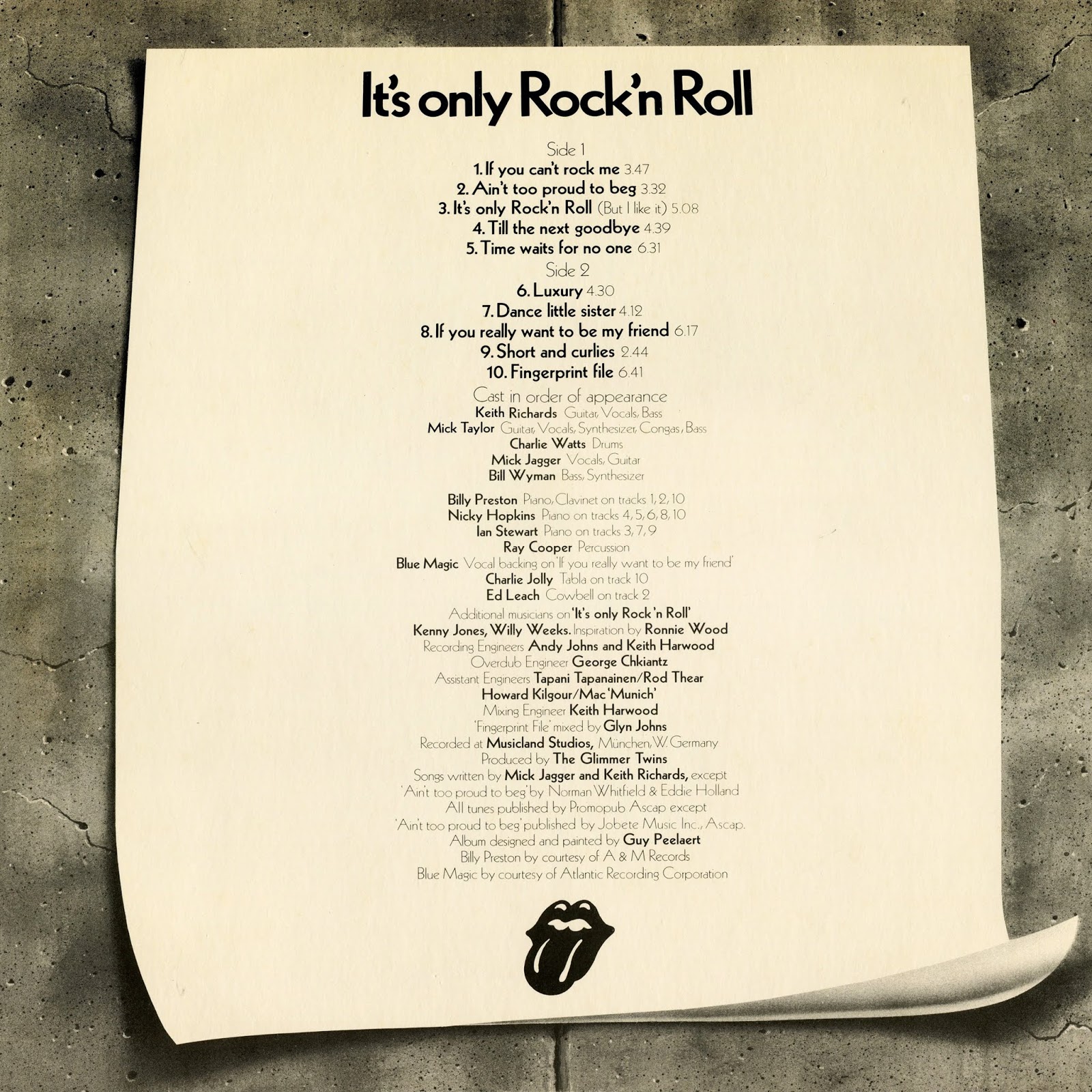 1974 It's Only Rock 'N Roll The Rolling Stones Rockronología