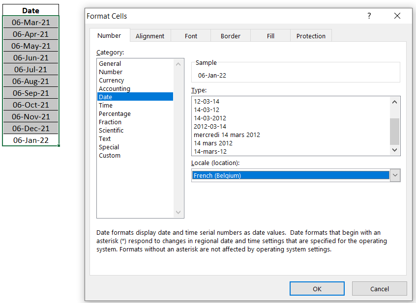 Date Format in Excel