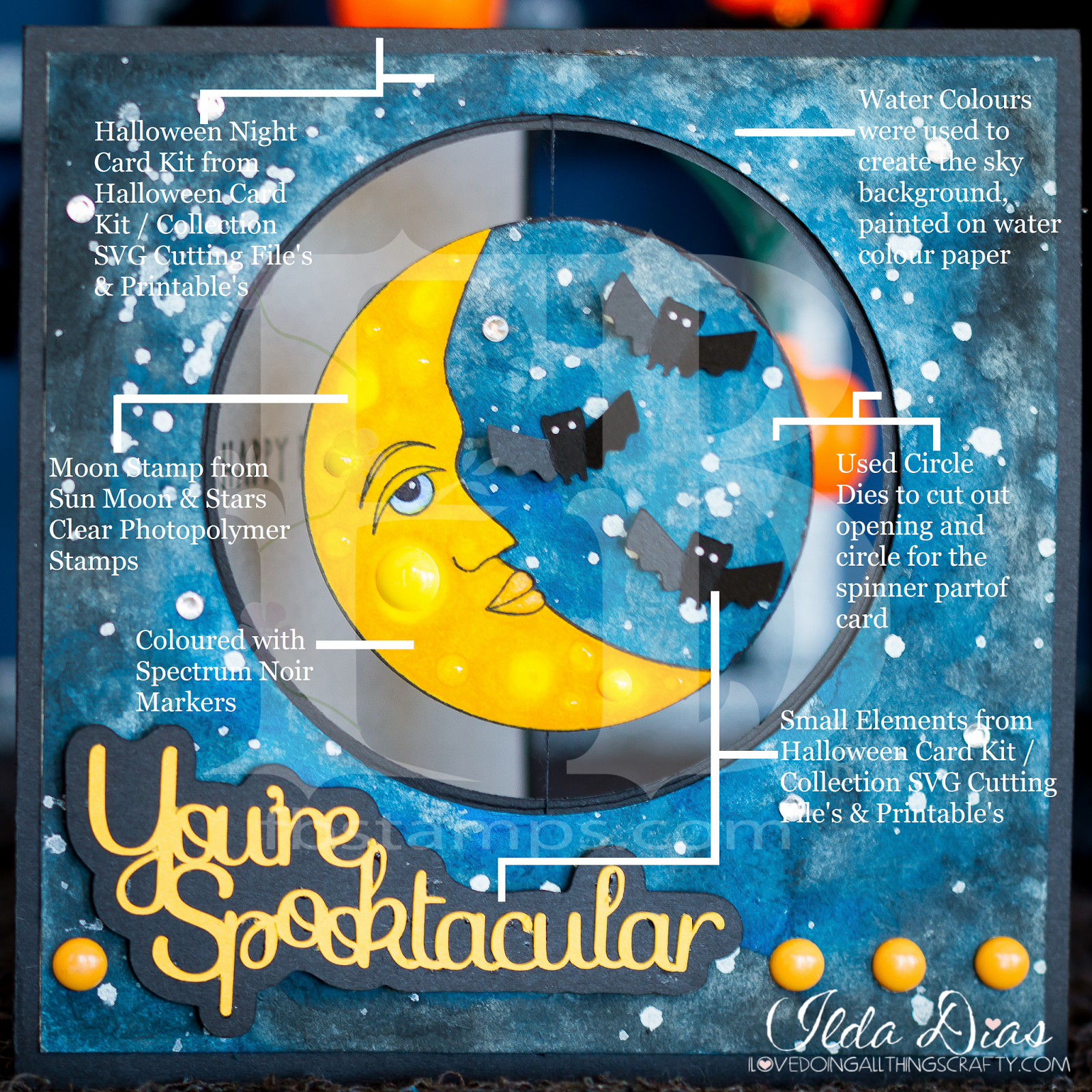 I Love Doing All Things Crafty Spooktacular Halloween Moon Spinner Card
