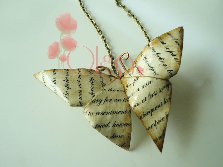  Desde el Taller de Olga.Collar mariposa de Origami