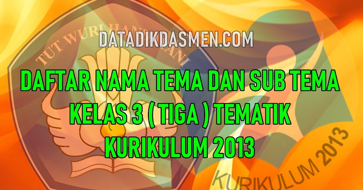 Daftar Tema Dan Subtema Kelas 4 Kurikulum 2013 Revisi 2016 - Daftar Ini