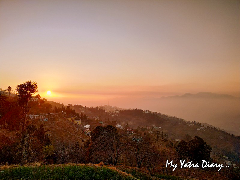 Sunset from Rosewood Dhanachuli Retreat, Uttarakhand