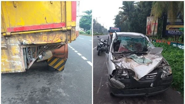 Two dead as car collided with truck at Harippad, Alappuzha, News, Local-News, Accidental Death, Injured, Hospital, Treatment, Police, Kerala