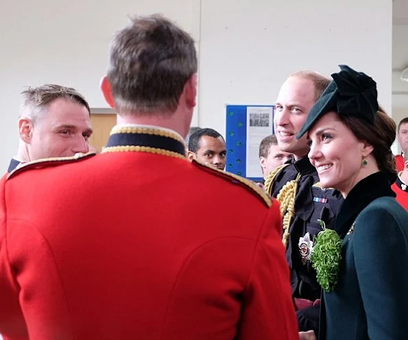 Prince William and Duchess Catherine attend Irish Guards St Patrick's Day.  Kate Middleton wore Catherine Walker Military coat for the Irish Guards ceremony