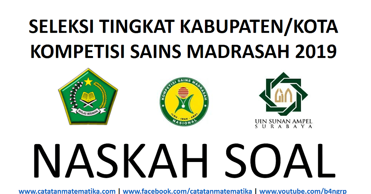 Soal Ksm 2019 Semua Mapel Tingkat Kabupaten Kota Dan Kunci Jawaban Catatan Matematika