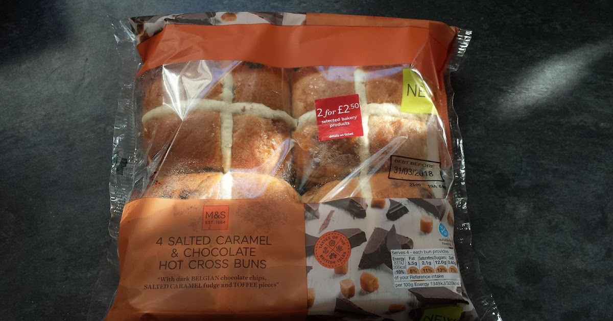 Marks & Spencer Food Reviews M&S Salted Caramel & Chocolate Hot Cross Buns