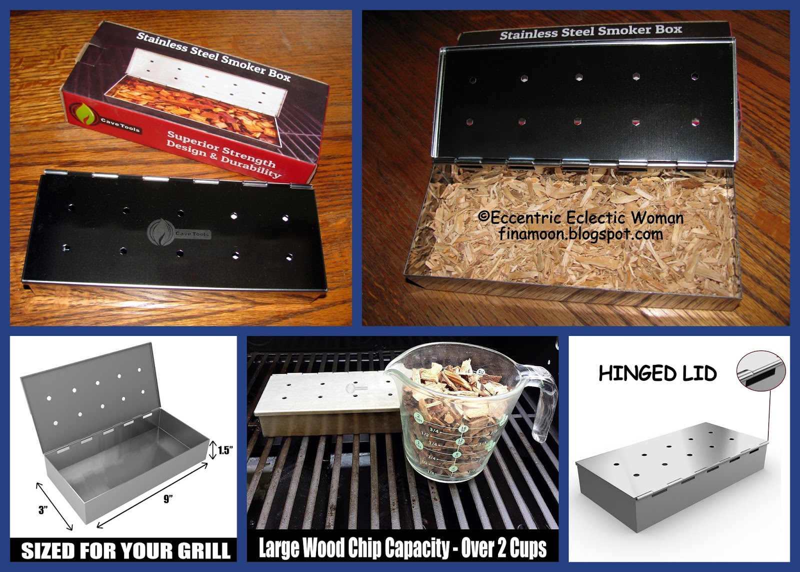 Eccentric Eclectic Woman Cave Tools Smoker Box for BBQ Grill Wood