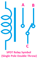 SPDT Relay Symbol, single pole double throw