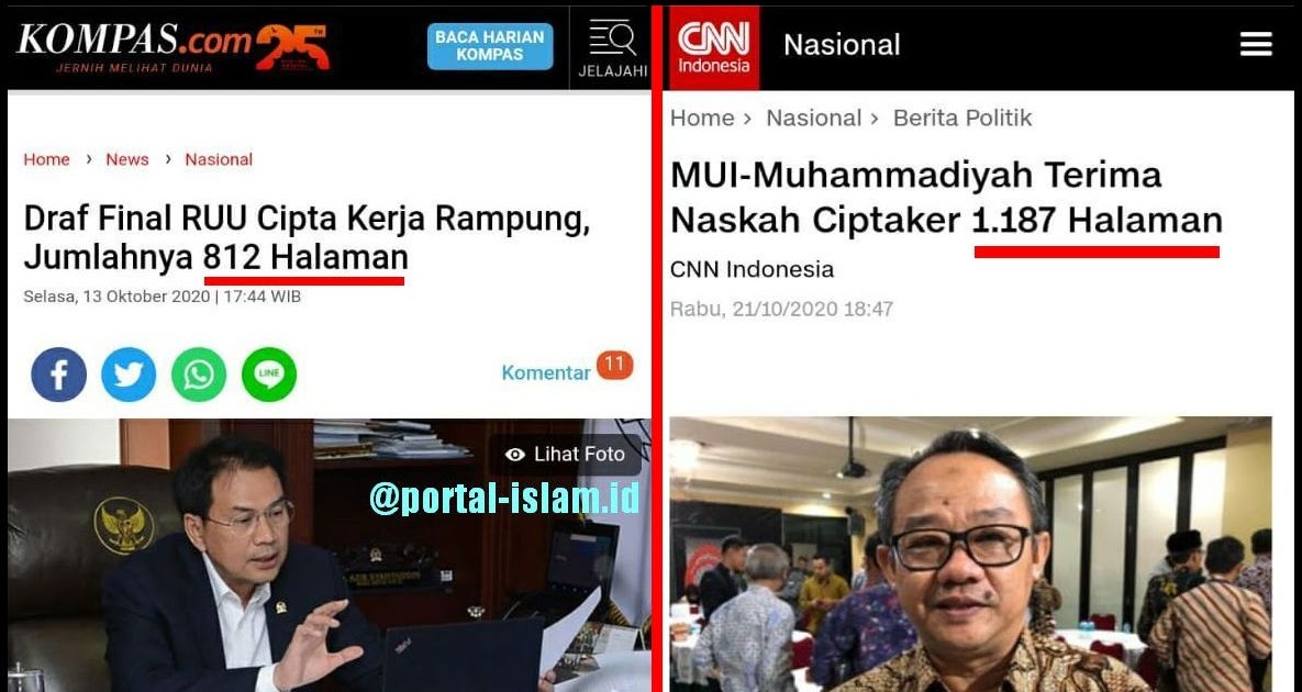 Draft Uu Ciptaker Berubah Lagi Jadi 1 187 Halaman Aktivis Harusnya Banyak Anggota Dpr Yang Ditangkap Karena Mega Skandal Proses Uu Ini Portal Islam