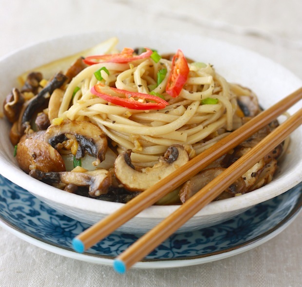 easy chinese ramen noodle recipe with mushrooms and ginger or galangal herb