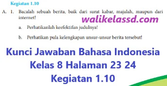Kunci Jawaban Bahasa Indonesia Kelas 8 Halaman 23 24 Kegiatan 1 10 Wali Kelas Sd