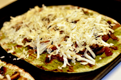 Grilled Spinach Flatbread with Caramelized Onions, Mushrooms, and Fontina Cheese - Photo by Michelle Judd of Taste As You Go