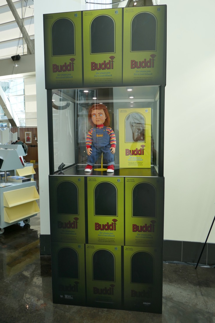 Hollywood Movie Costumes and Props Chucky Buddi doll from Child's Play on display... Original
