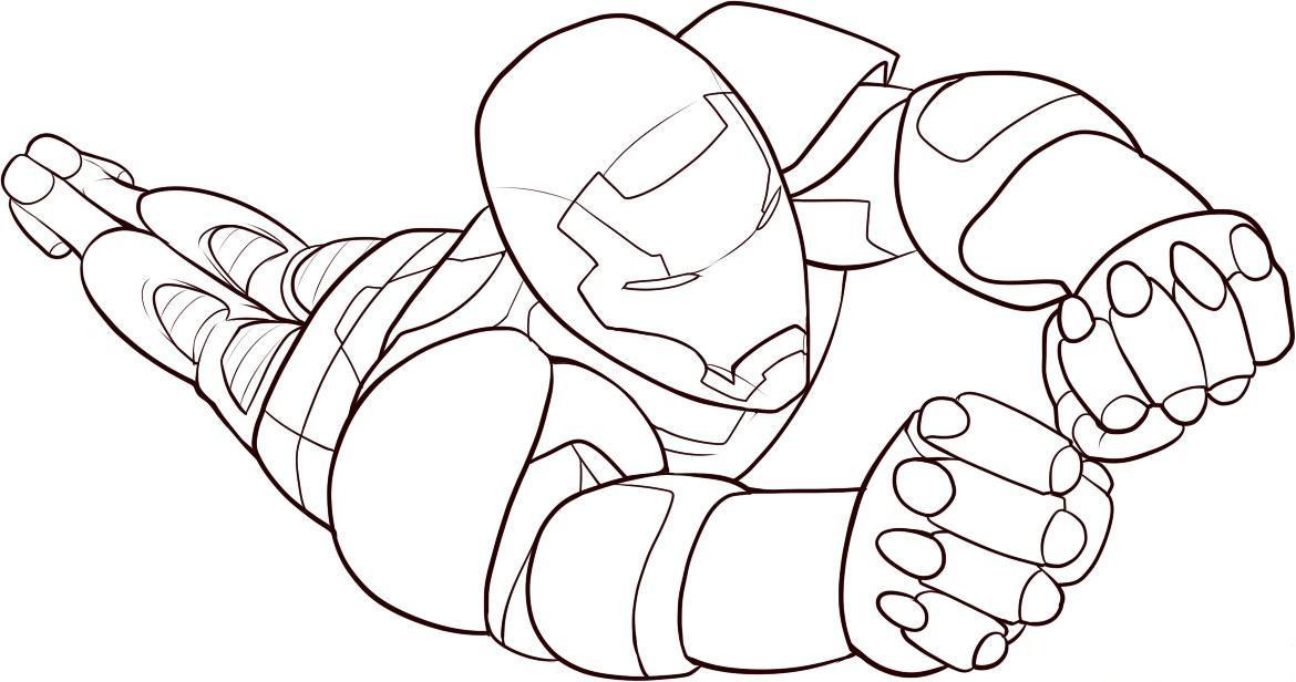 Drawing Iron Man flying coloring ~ Child Coloring