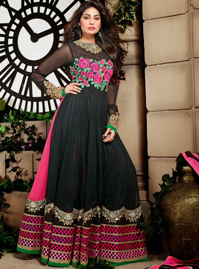 Buy Beautiful Black and Pink Anarkali Suit - Diya Online - Deals, Sales ...