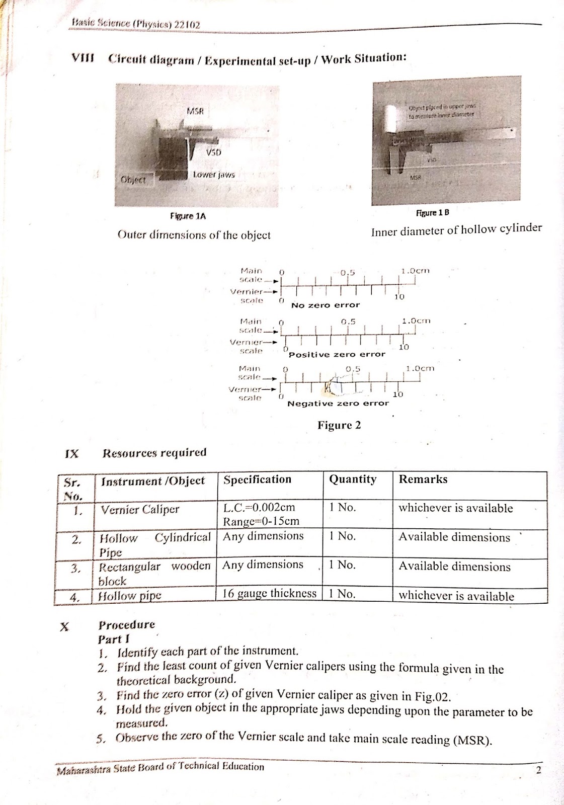 Vernier Caliper Physics Basic Science Practical No.1 First Year FY