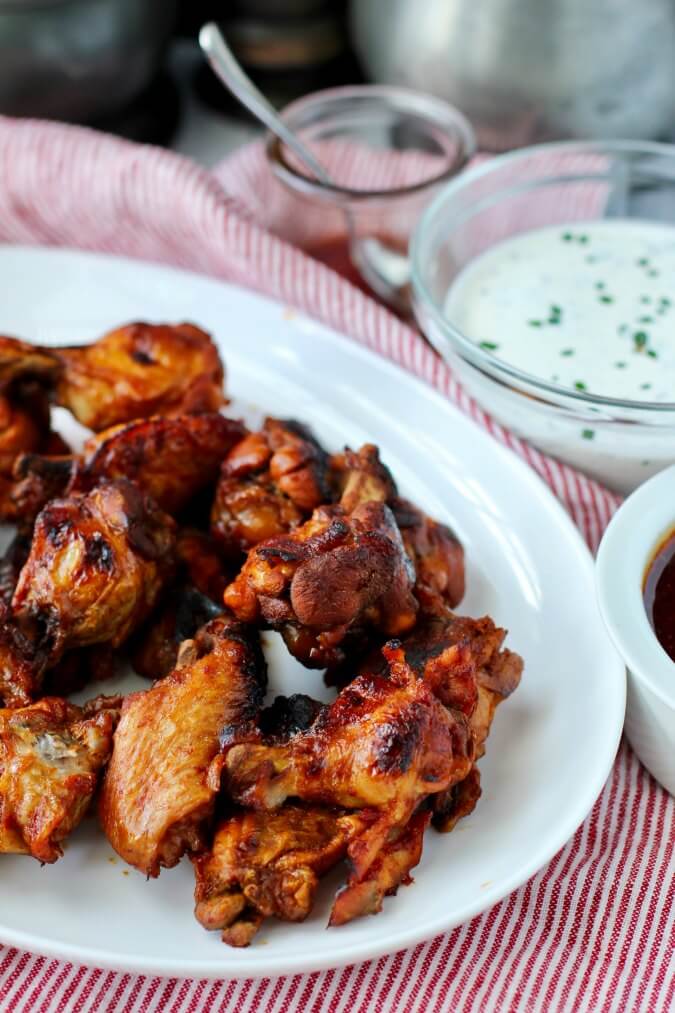 Hot Honey Chicken Wings with Buttermilk Chive Dressing (Instant Pot) Karen's Kitchen Stories