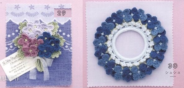 Броши и резинки крючком с цветами гортензии (5)