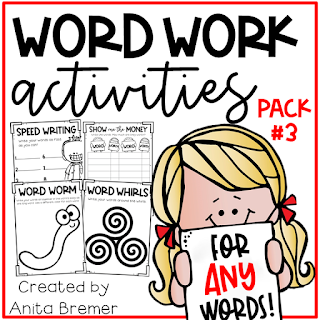 Word work spelling activities for ANY words! Word work is an essential part of language learning in the primary grades. Make word work FUN while LEARNING takes place! There are seventeen different word work activities included in this pack. They can be used for absolutely ANY word learning! Perfect for literacy centers or sub plans. A must have for Kindergarten- Third Grade! #wordwork #wordworkactivities #spelling #1stgrade #2ndgrade #kindergarten