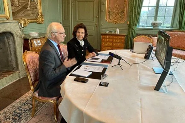 King Carl Gustaf, Queen Silvia, Crown Princess Victoria and Prince Daniel attended meeting of presentation of 2020 Nobel Laureates. By Malina