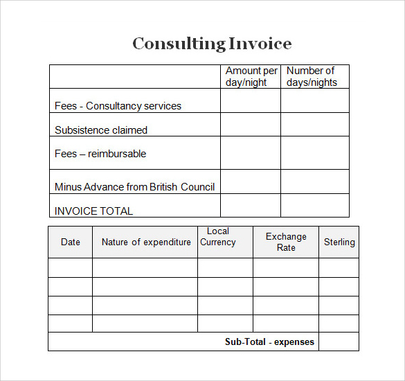 Free Download Consultant Invoice Templates Ms Excel