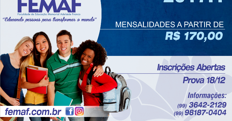 Vestibular da Faculdade FEMAF chegando; garanta sua inscrição!