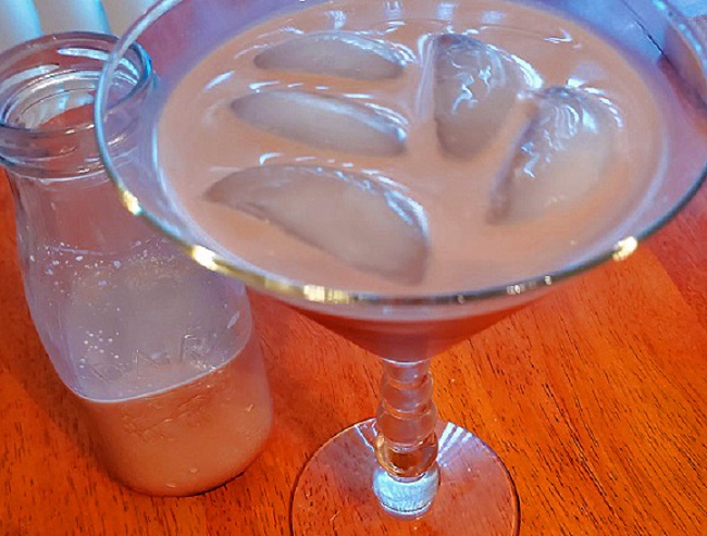 Irish cream poured in a martini glass
