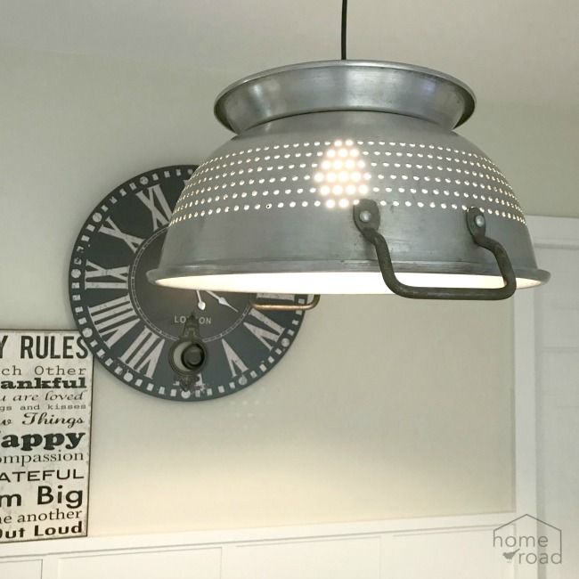 Hanging Farmhouse Colander Light