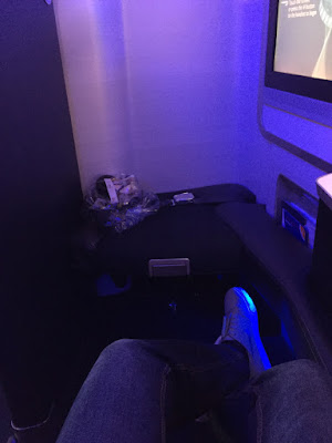 Photo of leg room and seat of BA First Class