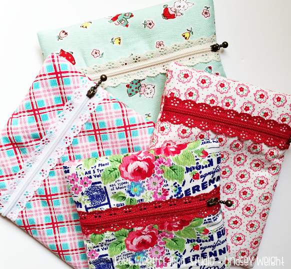 Fort Worth Fabric Studio Exposed Lace Zipper Pouch {Tutorial}