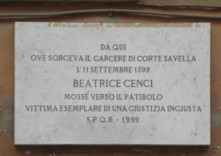 The plaque commemorating Beatrice Cenci on Via di Monserrato in Rome