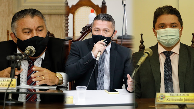 Os vereadores Adauto Araújo, Janú e Raimundo Jr, membros da CPI 'fura-fila' - Foto: Josimar Segundo/ CMJN