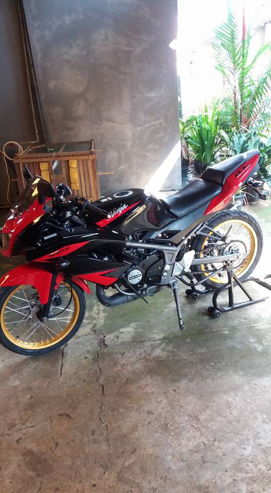 Modifikasi Ninja 150 rr merah hitam velg jari jari - Modif Ganteng