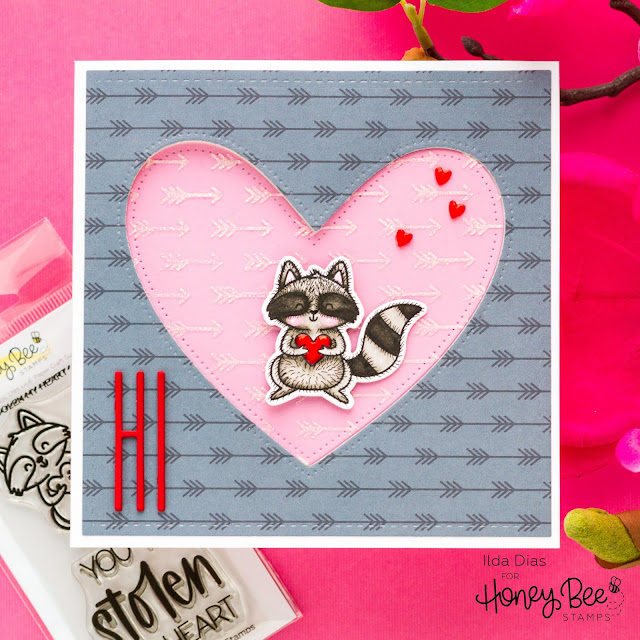 Stolen My Heart, Valentine's Day Card, Raccoon, Spinner Card, Honey Bee Stamps, Sneak Peeks, Love Letters, Card Making, Stamping, Die Cutting, handmade card, ilovedoingallthingscrafty, Stamps, how to,