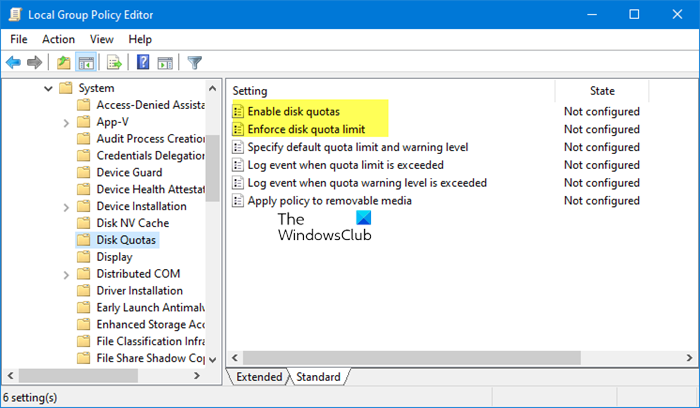 activer le quota de disque dans Windows 10