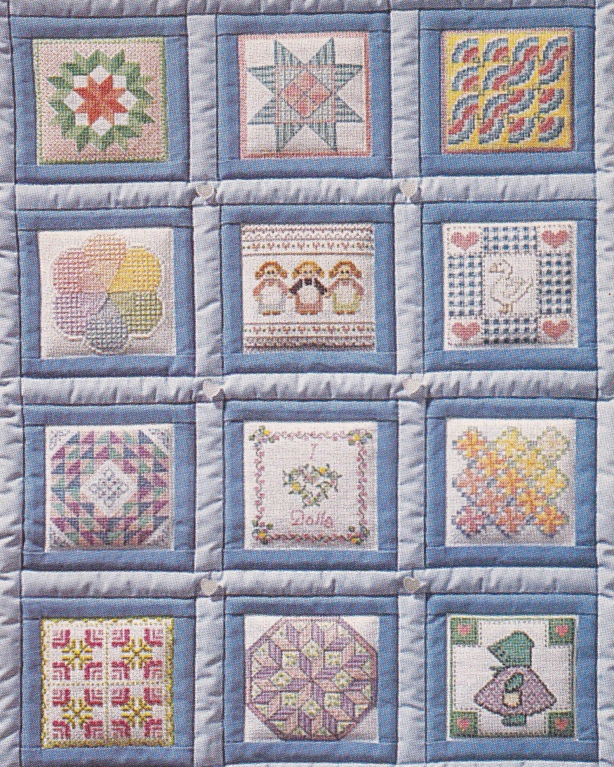 Cat's Vintage Collection Twelve Cross Stitched Quilt Squares
