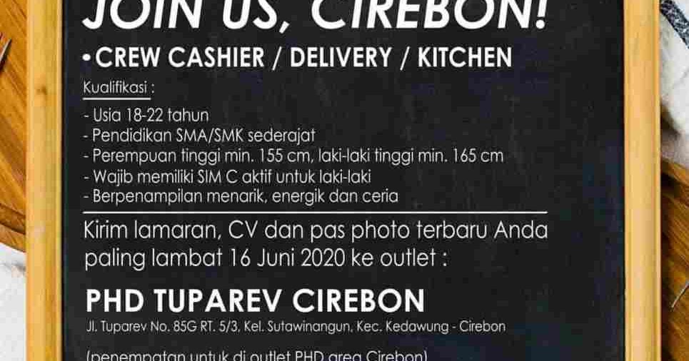 Lowongan Kerja PHD Pizza Hut Delivery Cirebon 2020