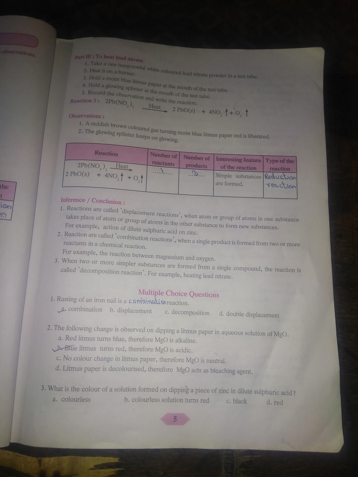 Science Pratical All Answers book
