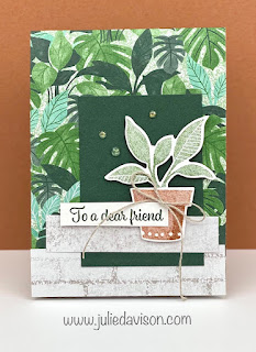 Stampin' Up! Bloom Where You're Planted Designer Paper Card Base ~ Plentiful Plants Card ~ www.juliedavison.com #stampinup